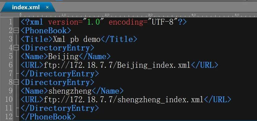 Exemplo de Index.xml