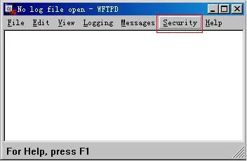 Acessando o menu Security no software FTP