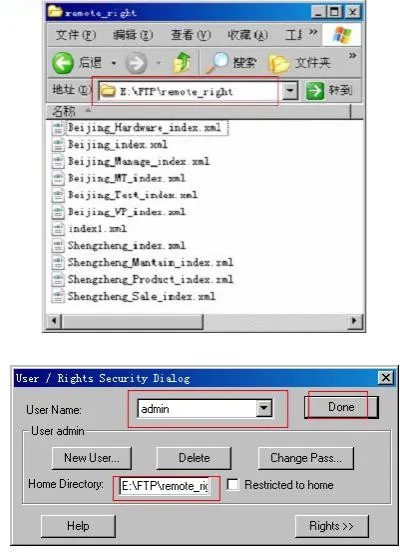 Exemplo de caminho de armazenamento de arquivos FTP