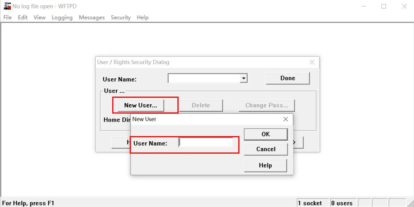 Configuring the FTP server username and password