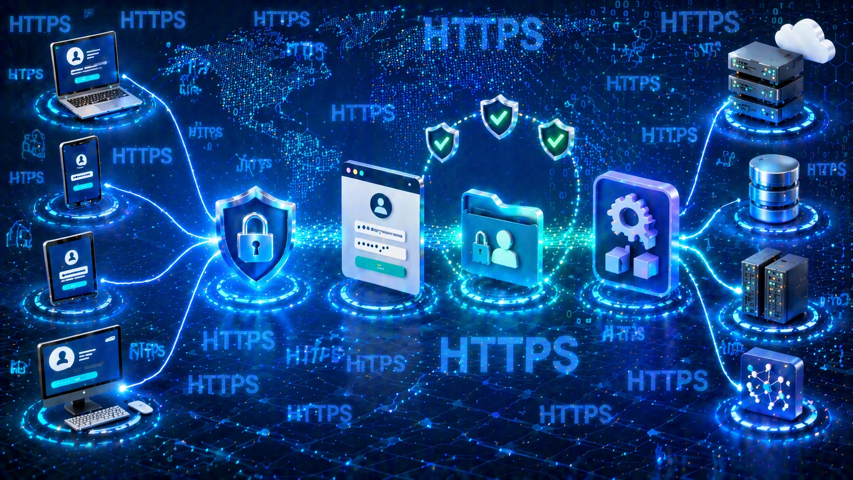 HTTPS vinculado a páginas de login, sessões de administração e comunicação de API