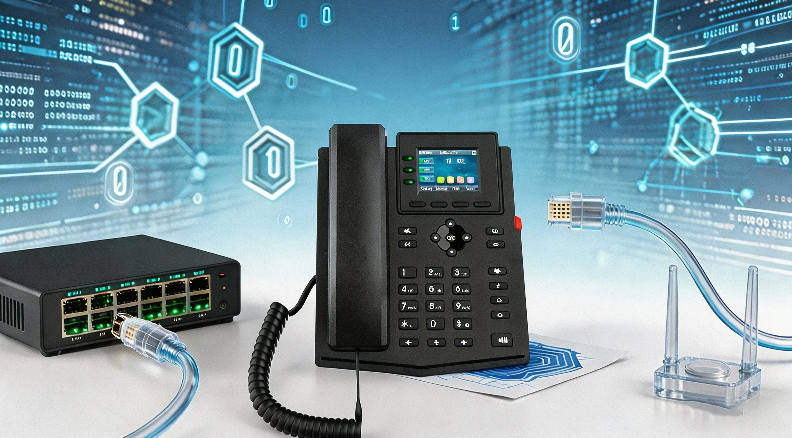 Switch Ethernet gerenciável fornecendo energia PoE+ para telefones IP, pontos de acesso sem fio e câmeras de segurança por meio de cabeamento estruturado