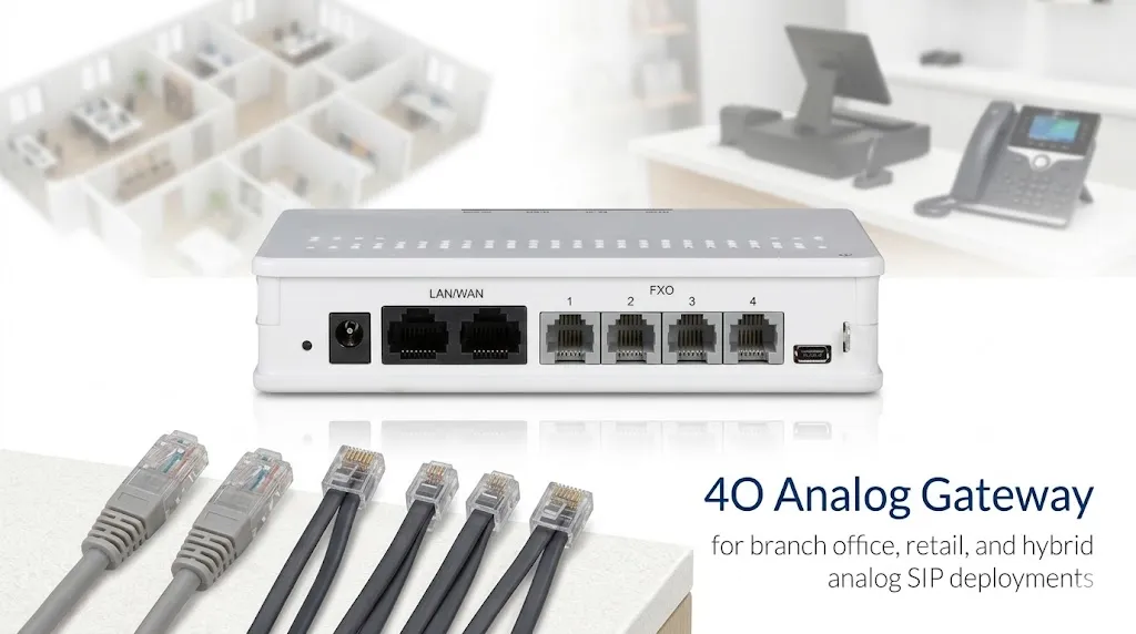 Gateway analógico 4O para filiais, varejo e implantações híbridas analógico-SIP
