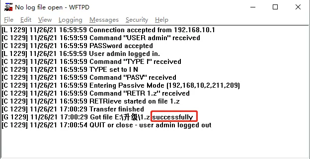 Download de firmware bem-sucedido