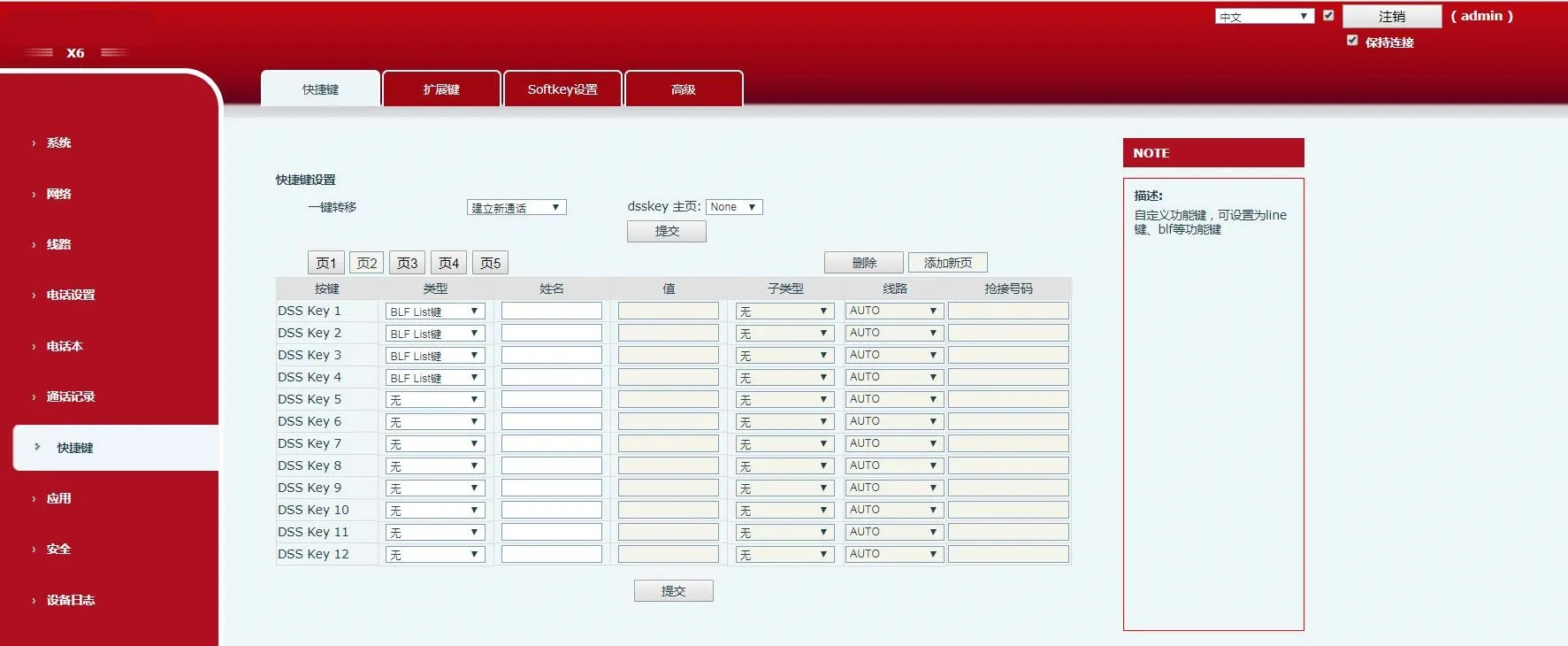 Configuração do BLF List na Tecla DSS