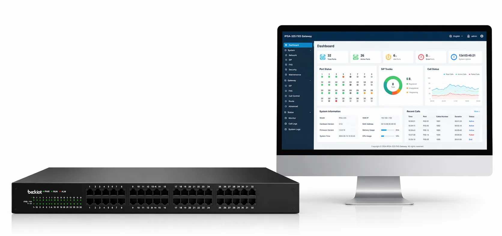Interface de gestão baseada na web para o gateway FXS IPGA-32S