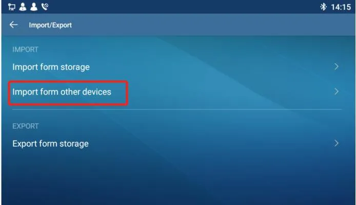 Interface de Importação de Contatos BX7A