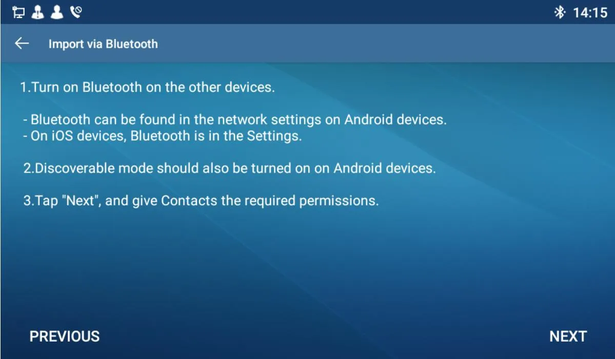 Importar Contatos via Bluetooth