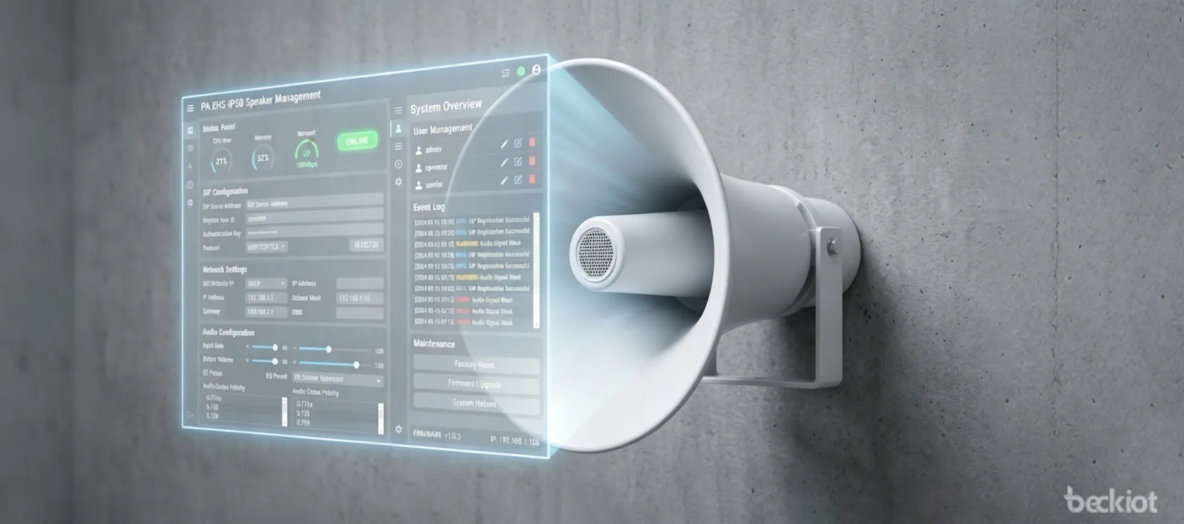 Alto-falante SIP PA-BHS-IP50 com gerenciamento baseado na web e interface de configuração de áudio IP