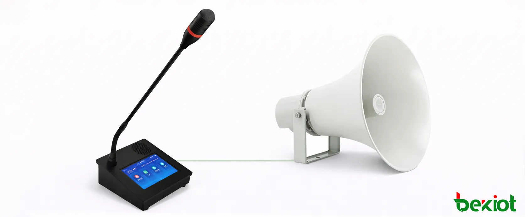 Microfone SIP GP600J com interface touch para chamadas, interfone e controle de zonas