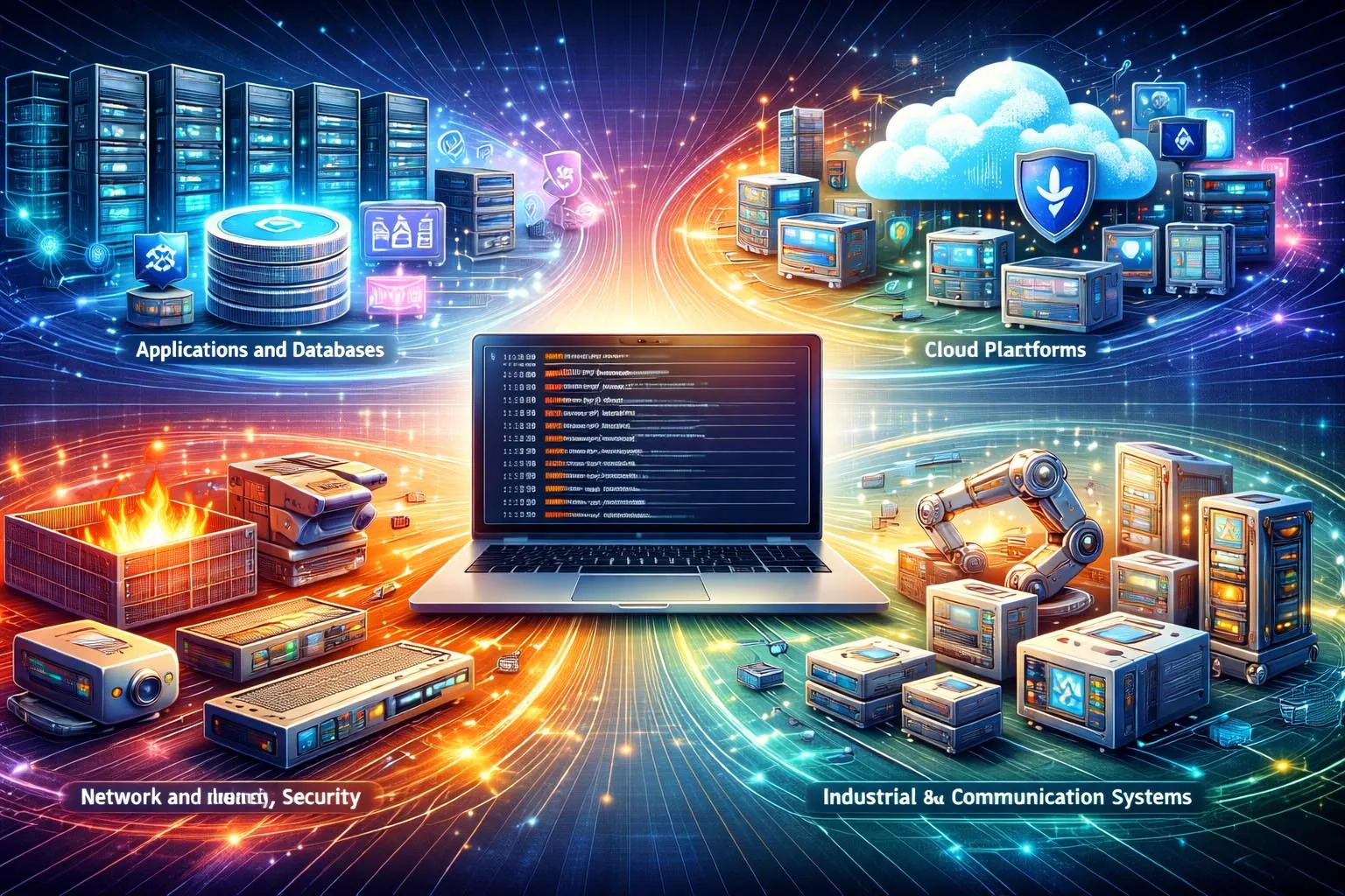 Plataforma centralizada de logs de eventos coletando registros de servidores aplicações dispositivos de rede e sistemas de segurança para pesquisa correlação e análise de auditoria