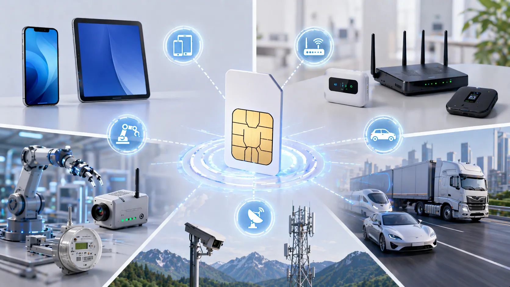 Aplicações de cartão SIM em smartphones, roteadores, dispositivos IoT, gateways industriais e equipamentos conectados