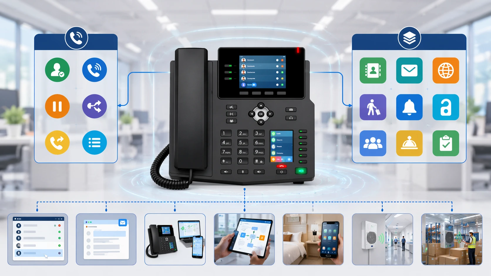 Aplicaciones ampliadas de telefone IP con XML Browser para diretórios, mensagens, mobilidade de ramal y serviços empresariais basados en tareas