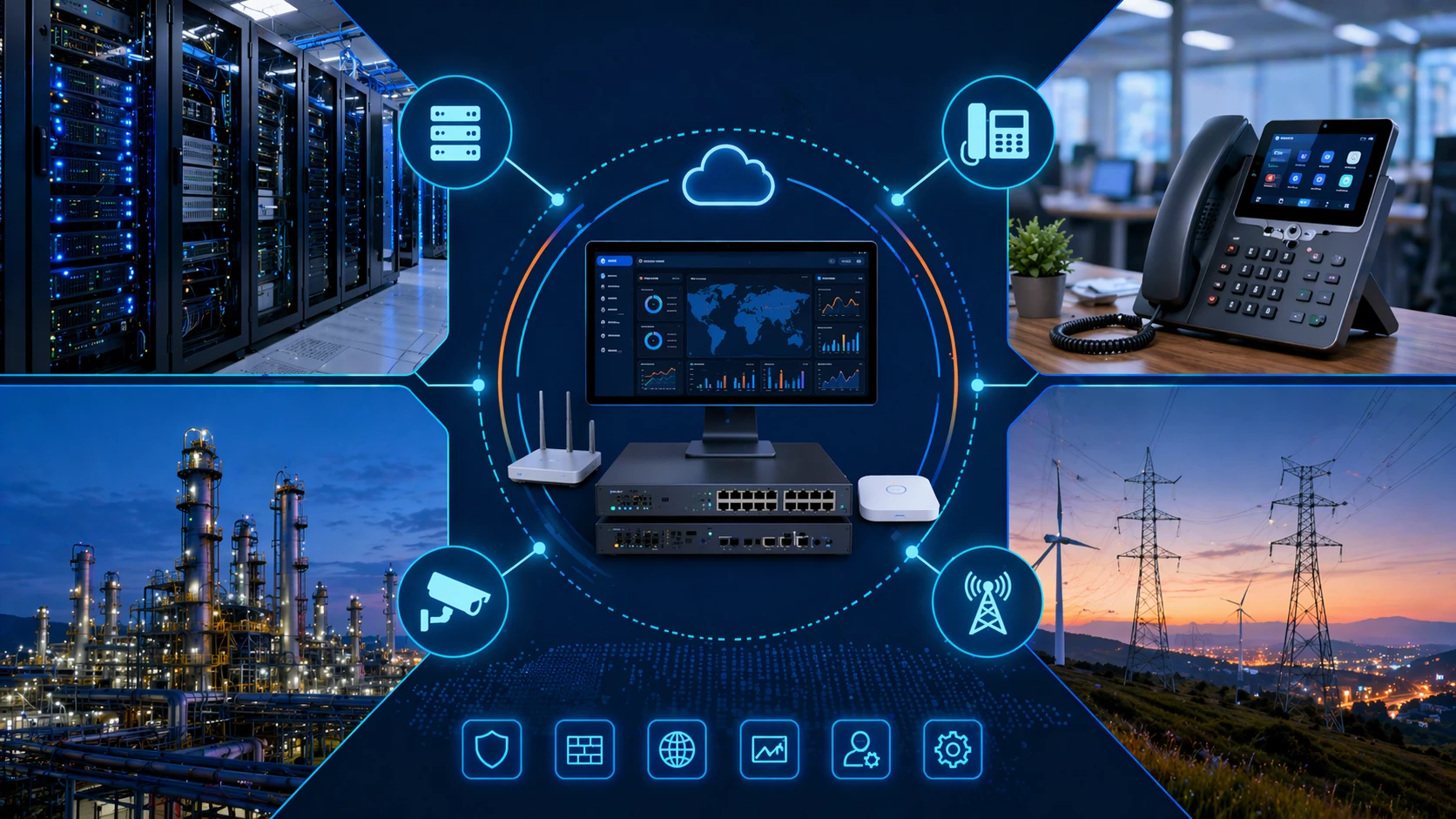 Gestão web usada em switches, firewalls, sistemas VoIP, gateways industriais e dispositivos de instalação distribuídos