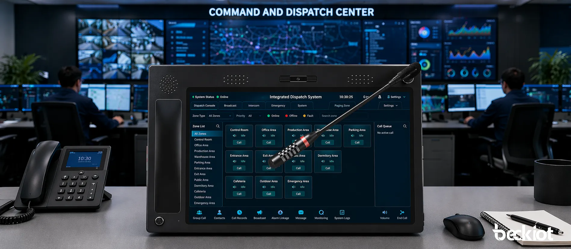 Console de Despacho IP BK-DSC-173 conectada a um sistema de despacho de comunicação unificado
