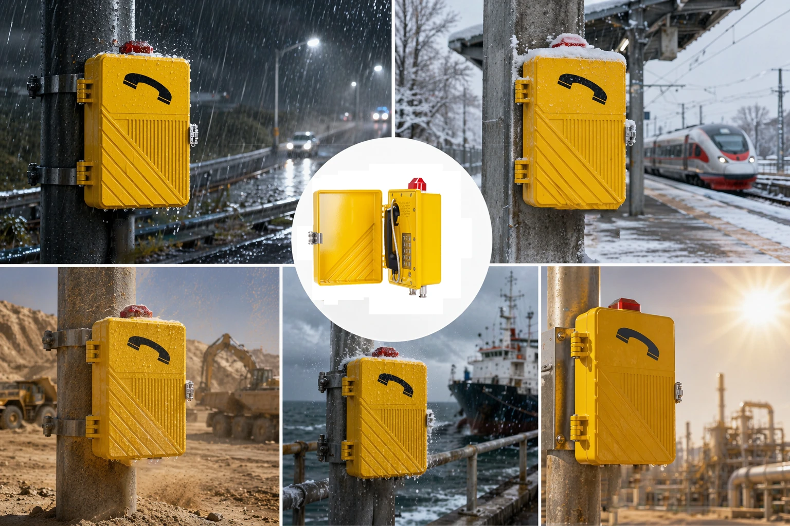 Dispositivos de comunicação resistentes às intempéries usados em ambientes de transporte, industriais e de segurança pública