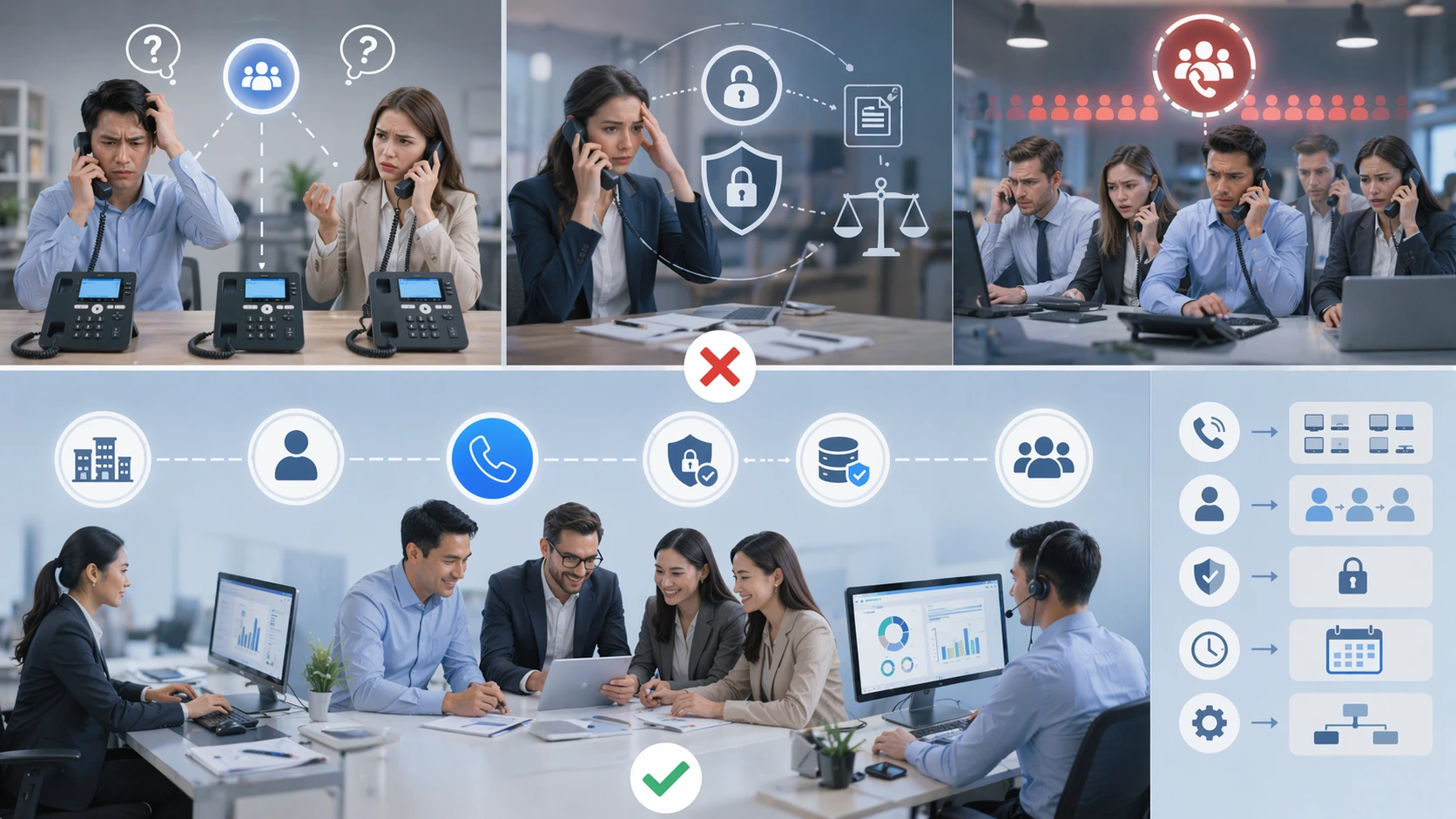 Conceito de configuração SCA: teclas de linha, privacidade, comportamento de espera e atendimento em equipe