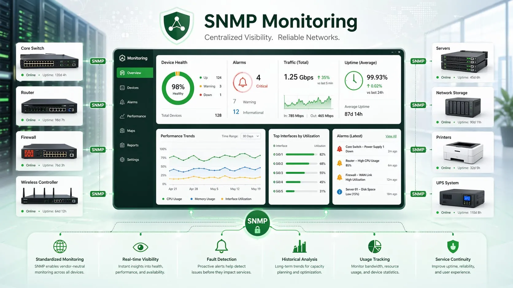 O que é Monitoramento SNMP? Recursos e Aplicações