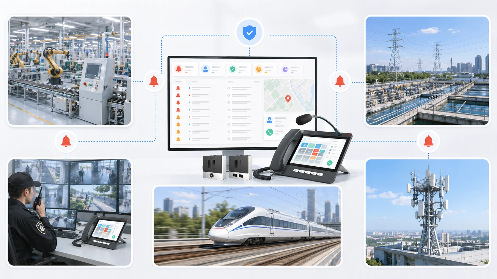 Aplicações de reconhecimento de alarme em monitoramento industrial, segurança, transporte e comunicação