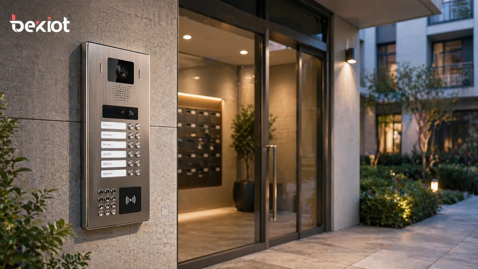 Interfone de parede na entrada de um edifício residencial com vários moradores