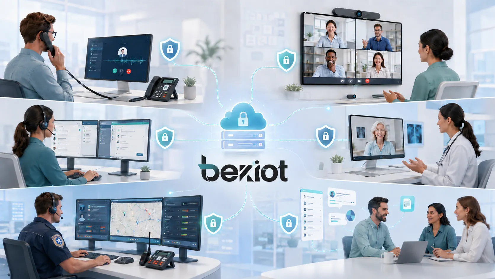 Aplicações do SRTP em chamadas VoIP seguras, videoconferência WebRTC, centrais de atendimento, telemedicina, despacho de emergência e comunicações empresariais