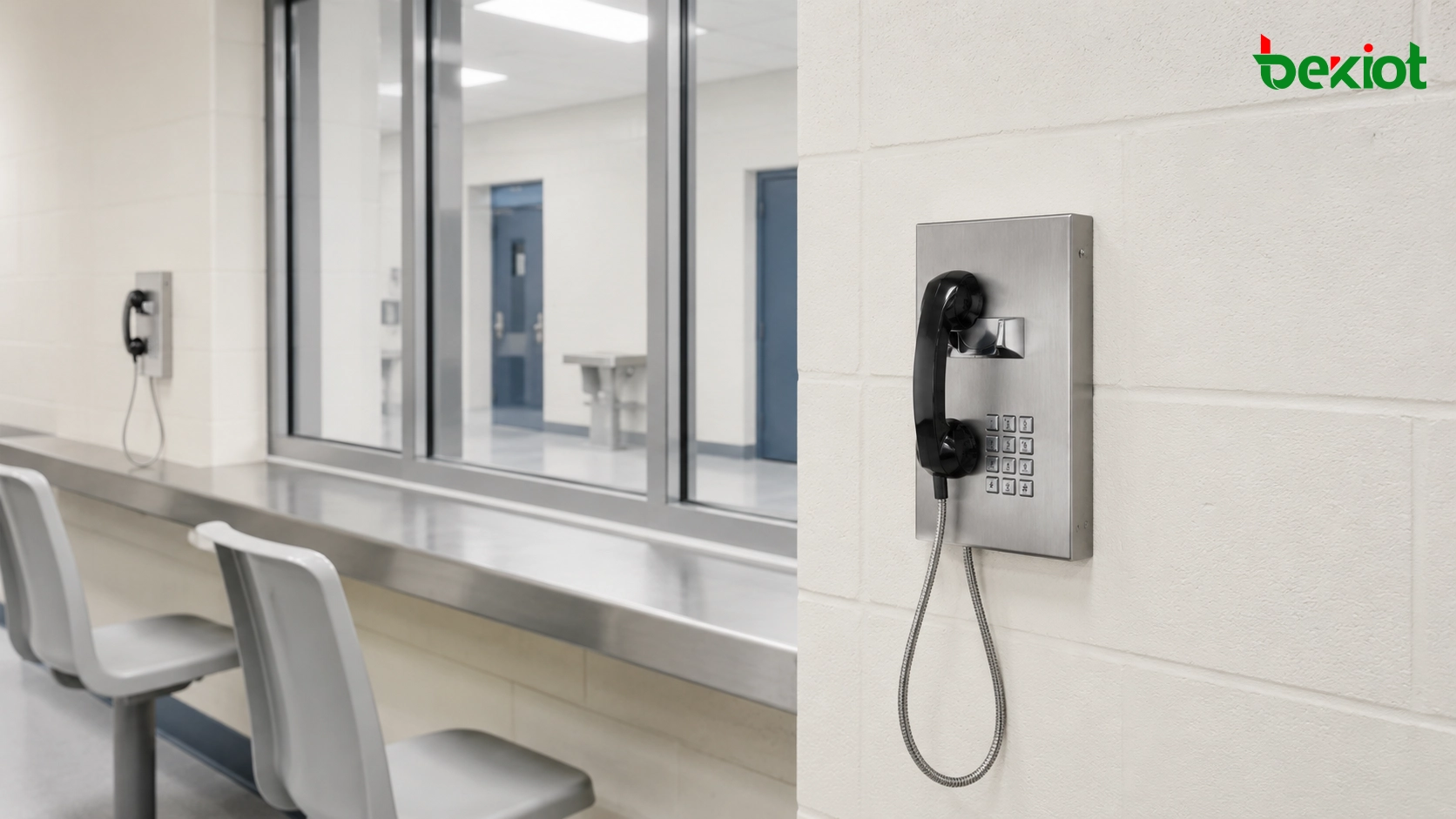 Telefone prisional BPT-11 de montagem na parede com auricular reforçado e teclado durável