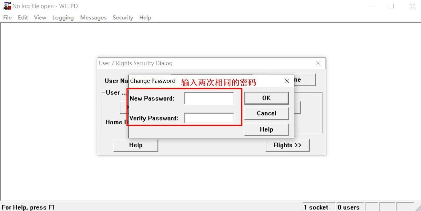 Interface de login de novo usuário