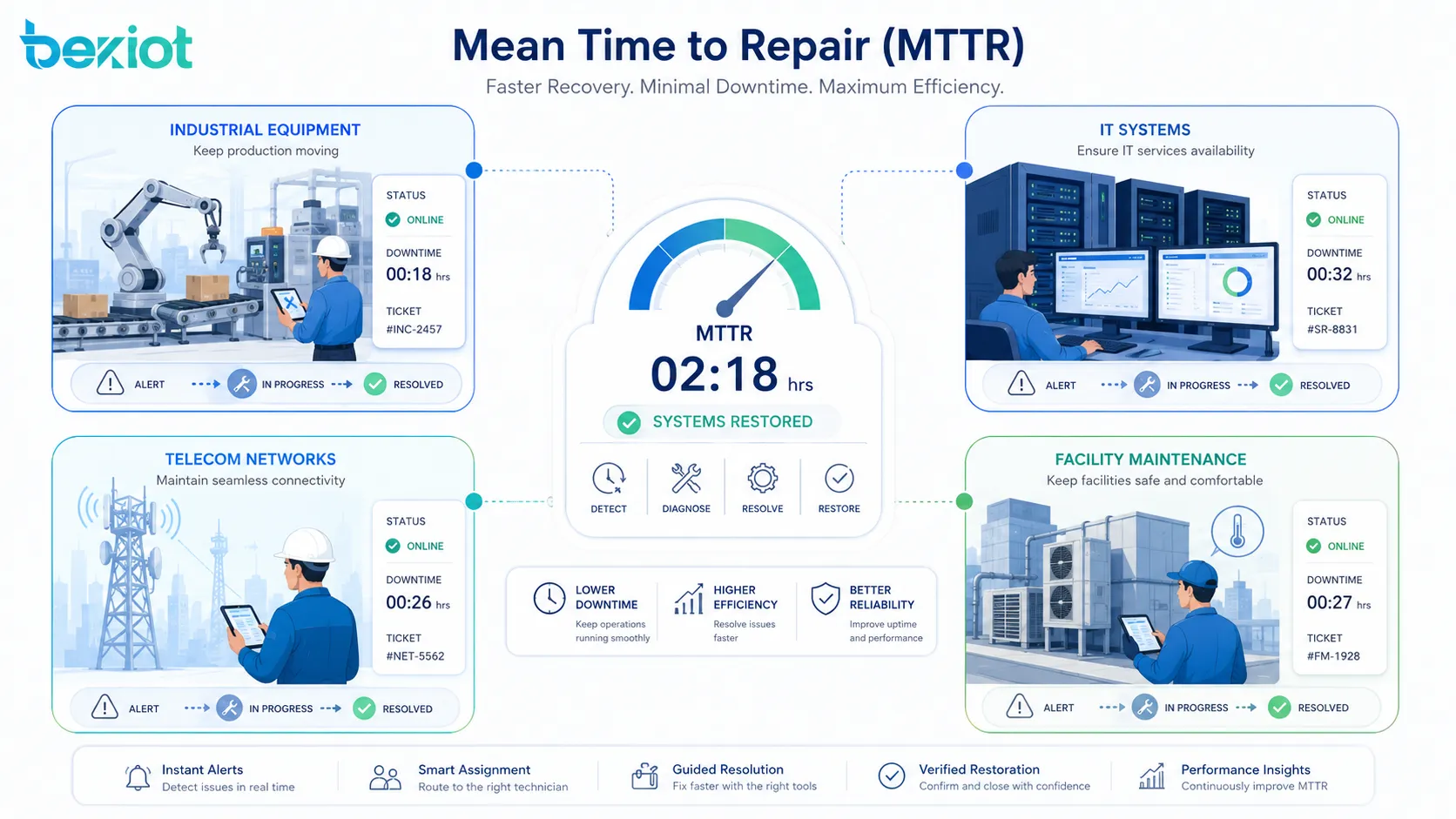 Como funciona o tempo médio de reparo com base em seu princípio?