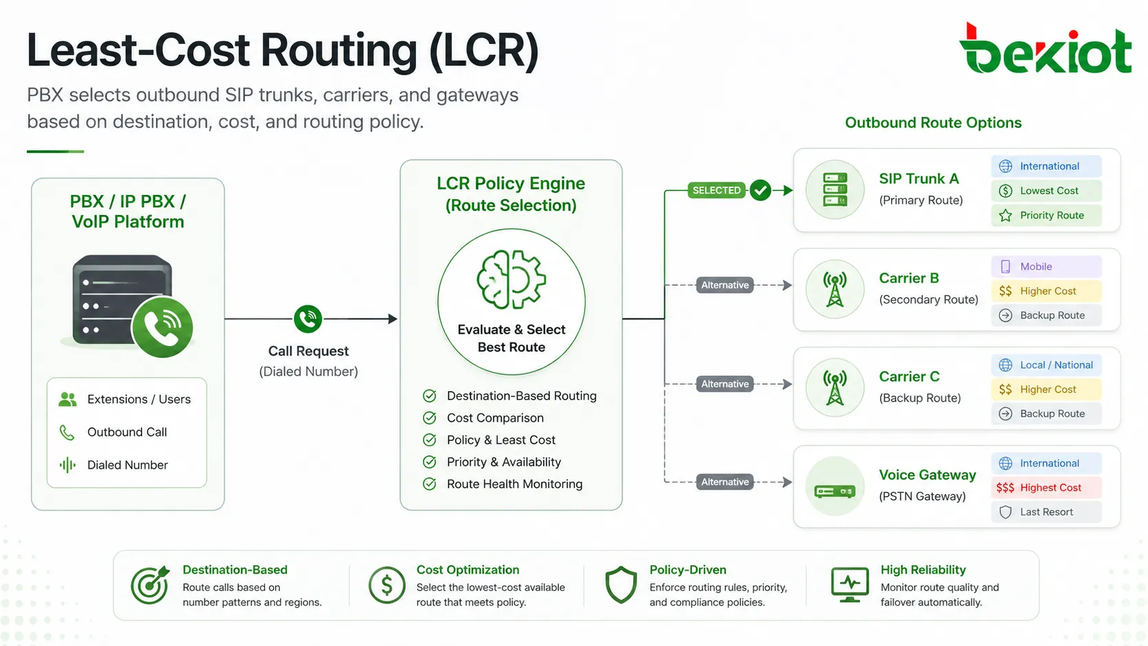 O que é a estratégia de configuração de roteamento de menor custo (LCR)?