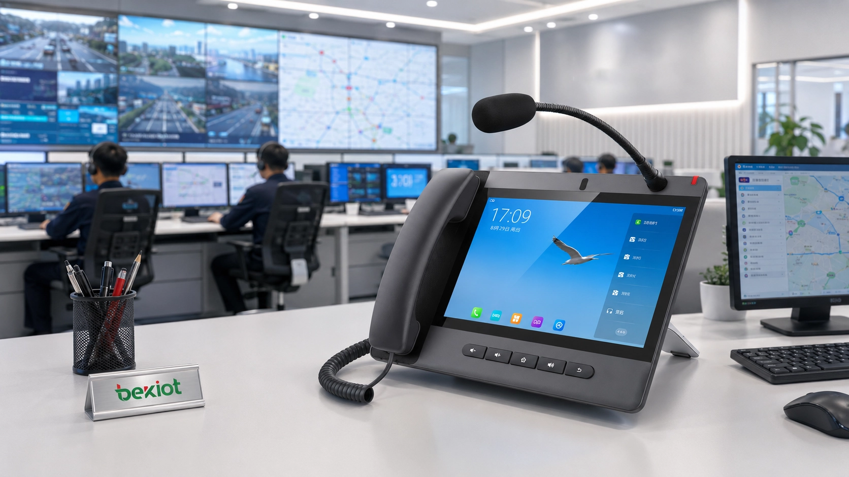 Console de paginação SIP de tela grande usado para comunicação visual em um centro de comando