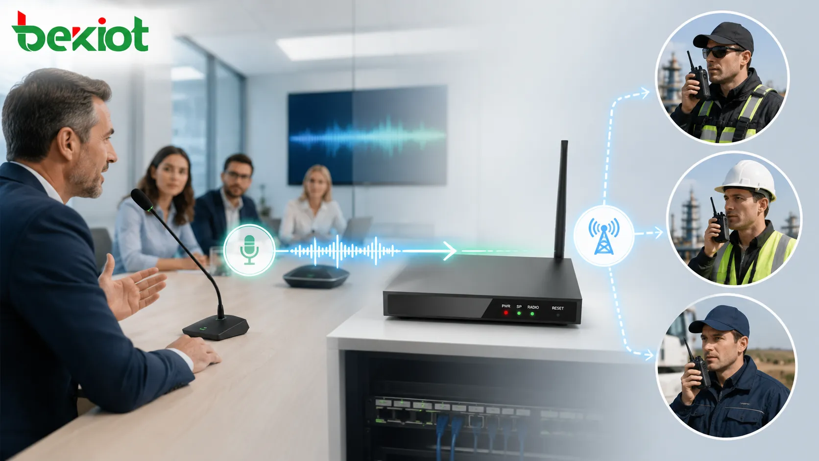 Implantação separada do gateway RoIP e do gateway de áudio de conferência para intercomunicação por rádio e sistema de reunião