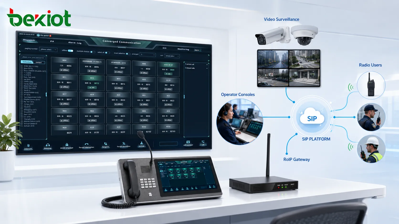 Solução de Integração de Sistema de Centro de Comando para Operações de Vídeo, Voz, Rádio e Despacho
