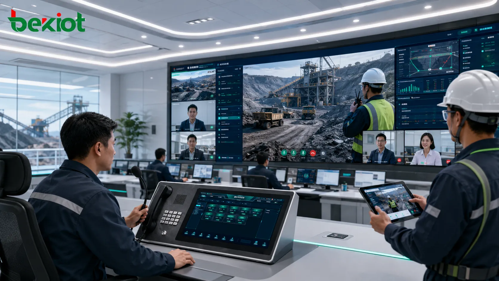 Despacho de vídeo em mina 5G com retorno de vídeo, consulta, transmissão ao vivo e colaboração por terminal inteligente