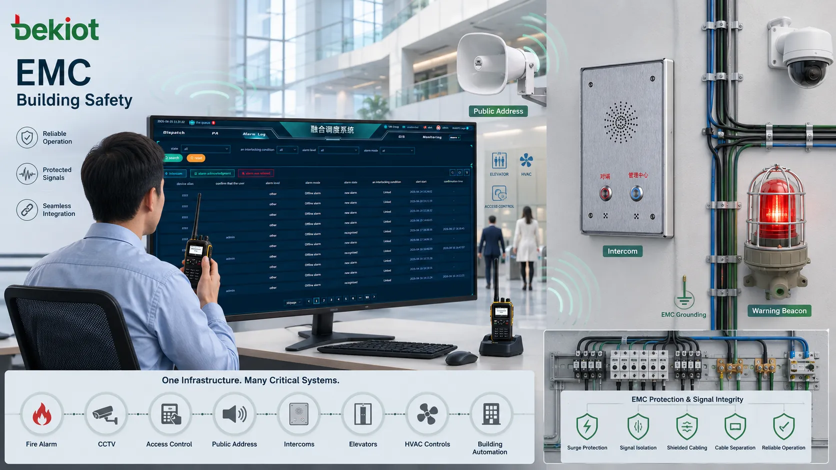 Aplicações EMC em automação industrial racks de telecomunicações dispositivos médicos controle ferroviário e segurança predial