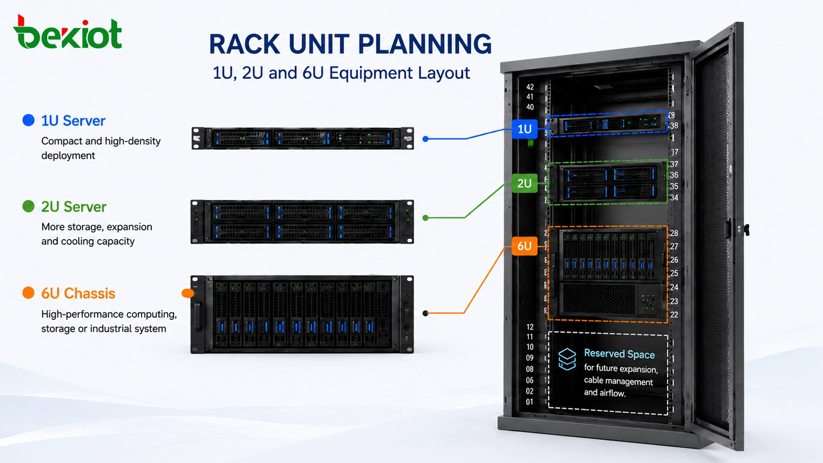 O que significa U em servidores e implantação em rack?