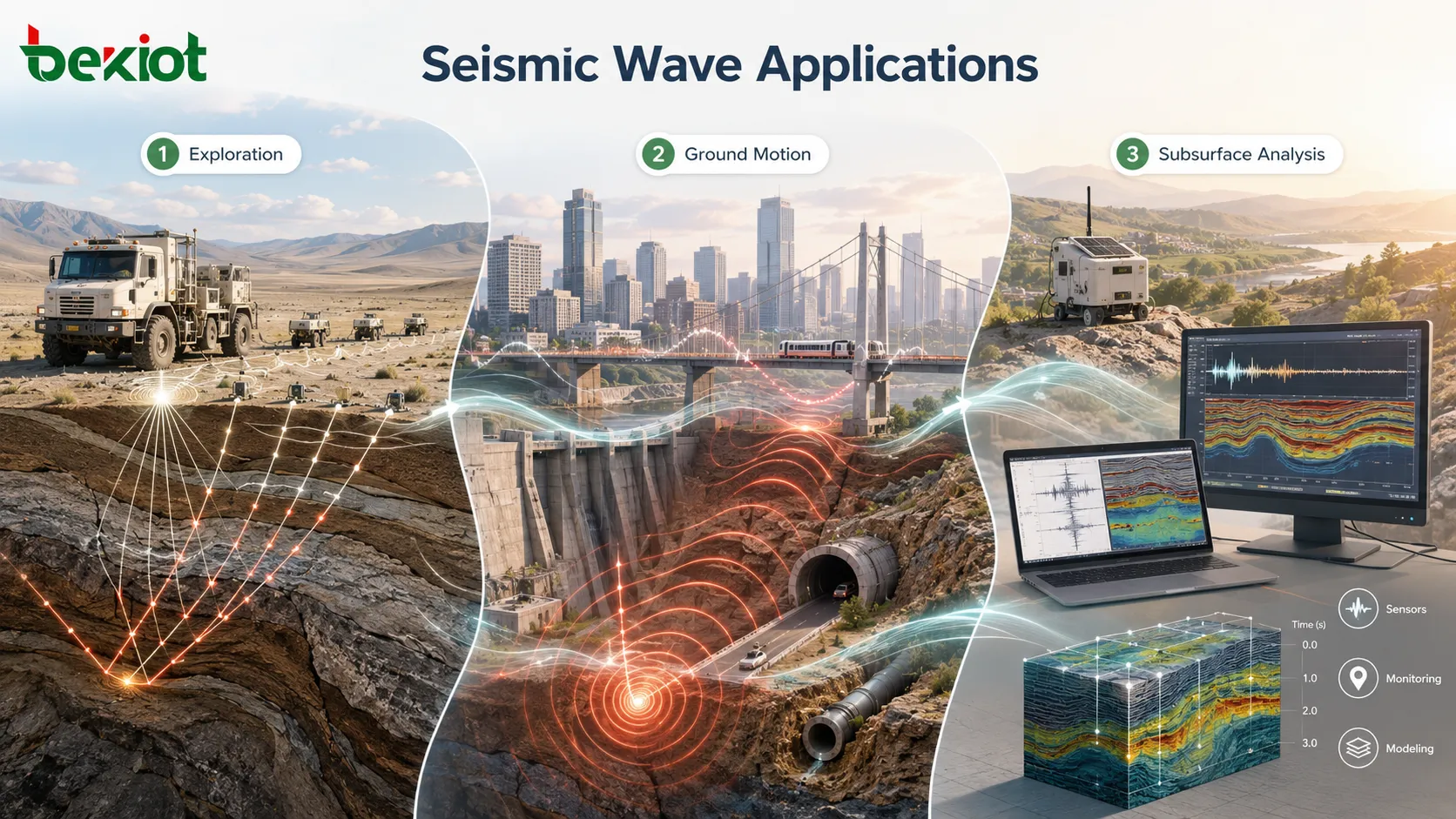 Equação de onda usada em exploração sísmica movimento do solo vibração estrutural e análise de camadas subterrâneas