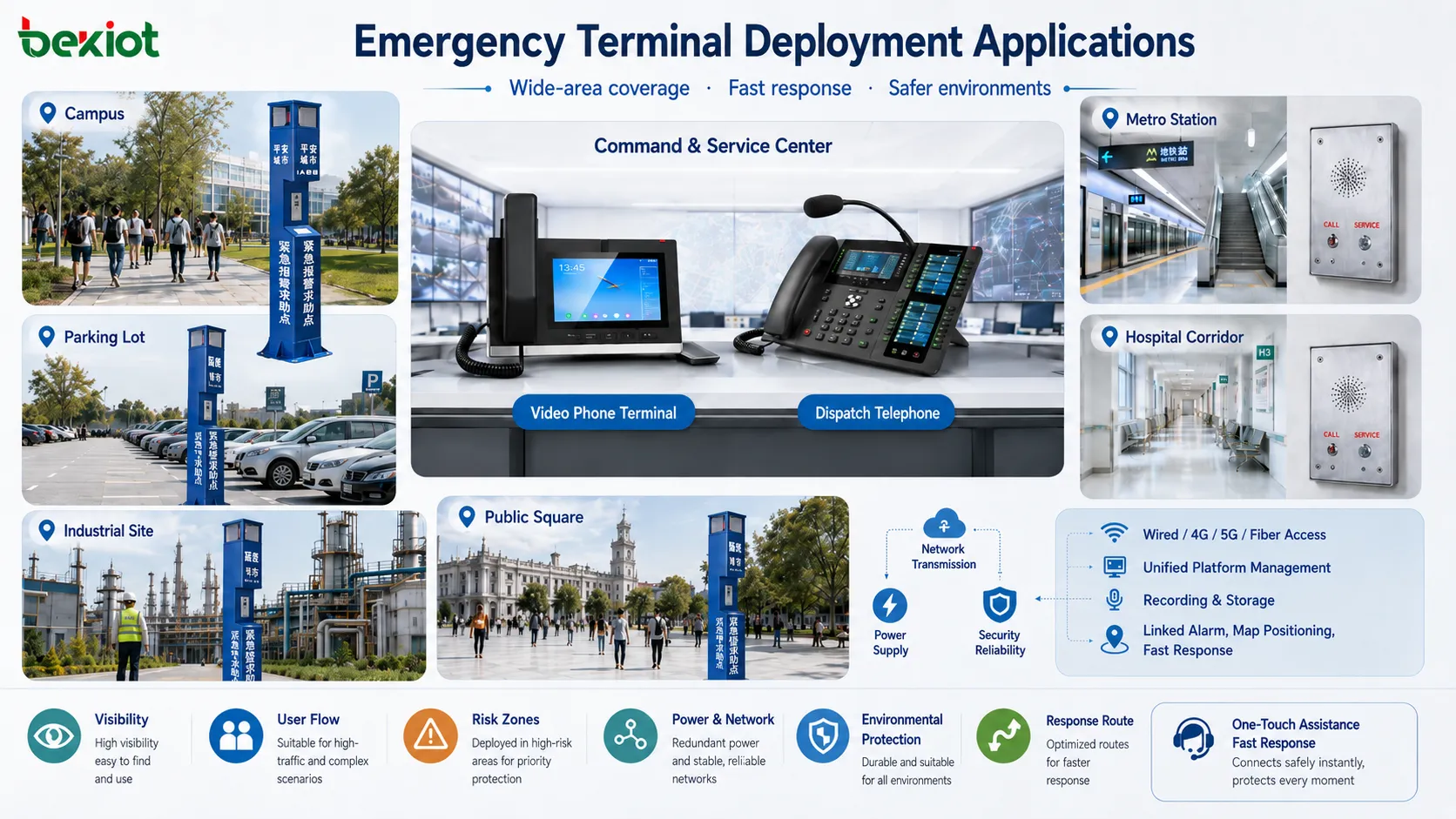 Implantação de sistema de assistência por terminal em campus estacionamento estação de metrô corredor hospitalar site industrial e praça pública