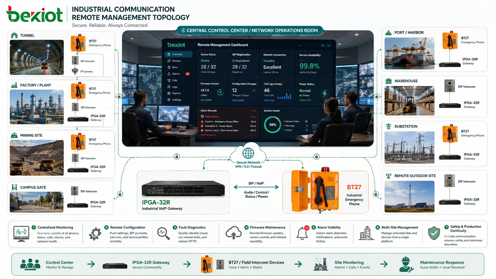 O método de gerenciamento remoto de equipamentos de comunicação industrial