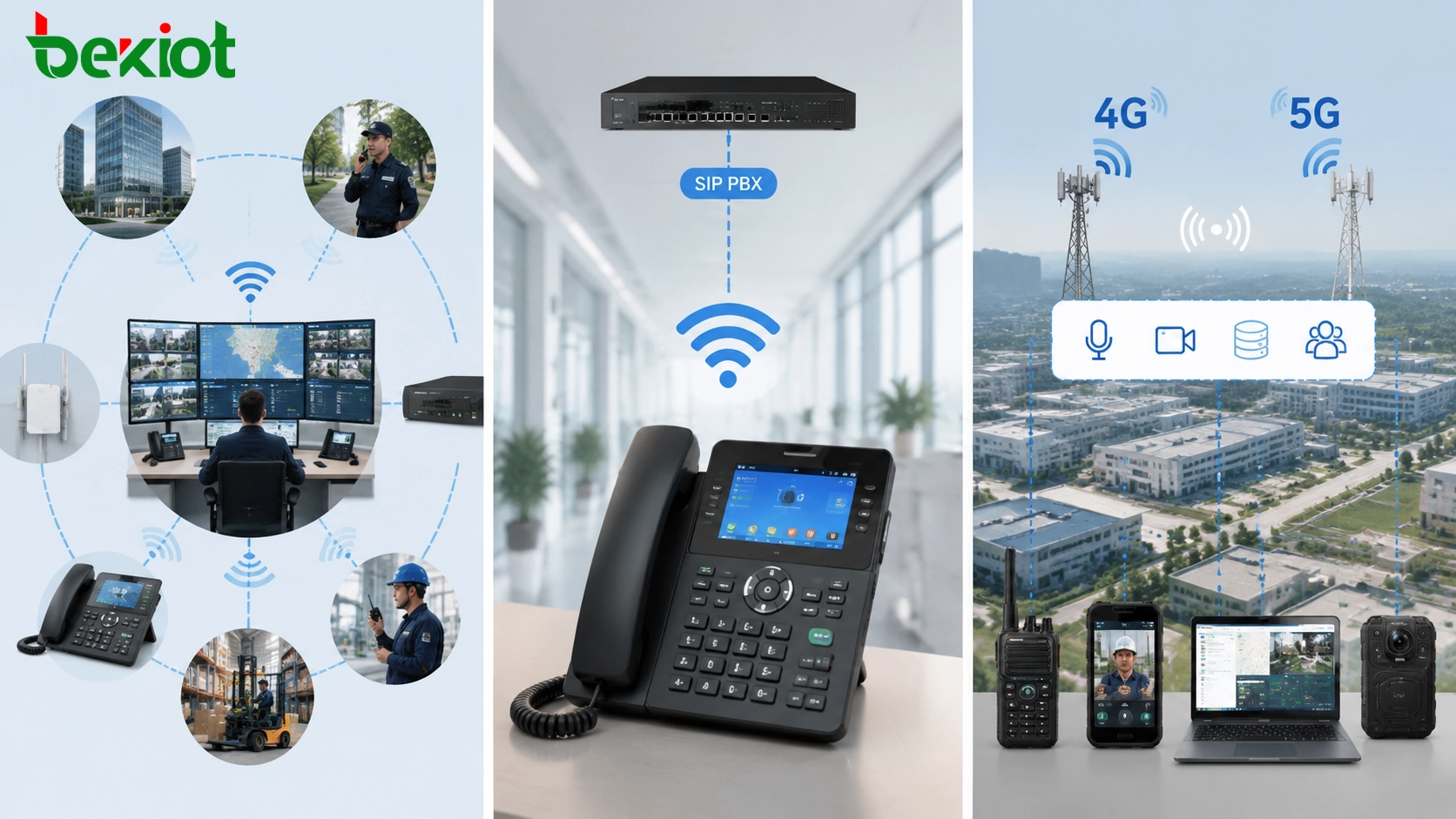 Rede privada 4G e 5G suportando comunicação de voz, vídeo, dados e despacho para um parque industrial