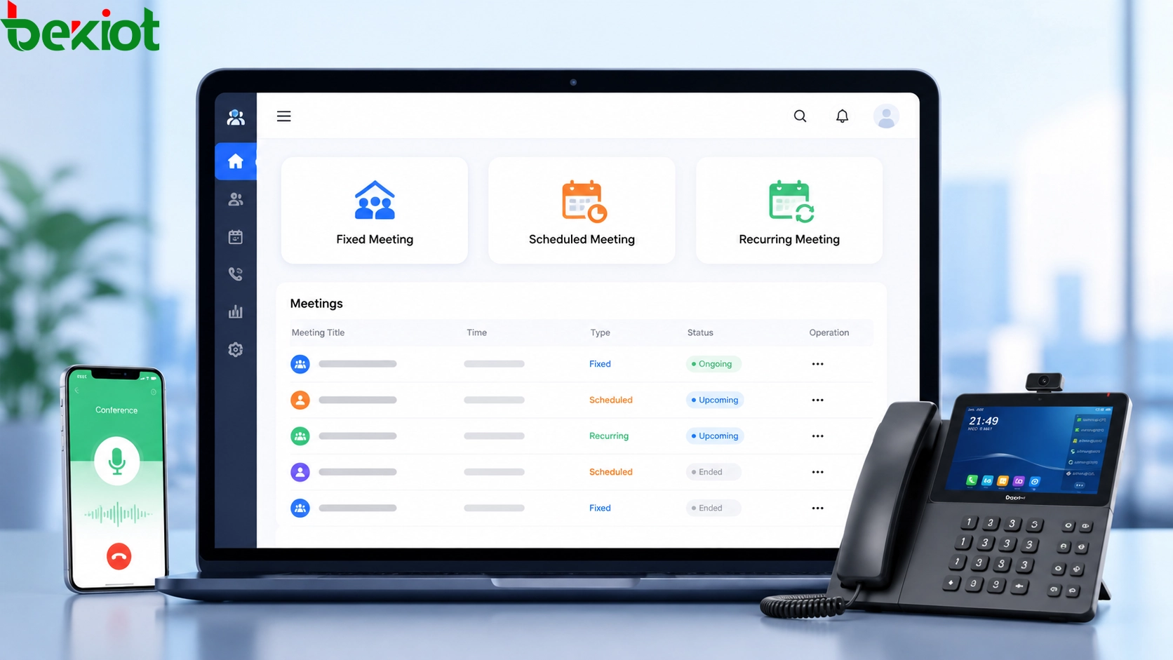 Interface de gerenciamento de teleconferência baseada na web para reuniões fixas, agendadas e recorrentes
