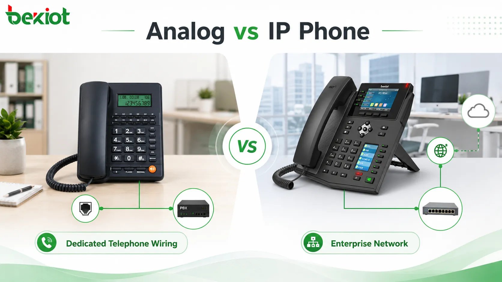 Quais são as diferenças entre telefones analógicos e telefones IP?