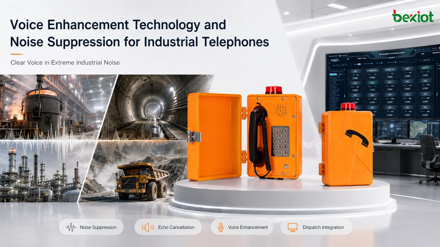 Tecnologia de aprimoramento de voz e supressão de ruído para telefones industriais