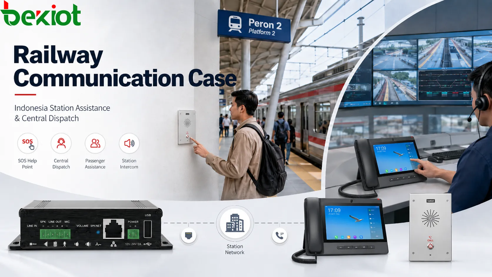 Sistema ferroviário da Becke Telcom implantado em estação metropolitana da Indonésia com pontos SOS e despacho da central de monitoramento