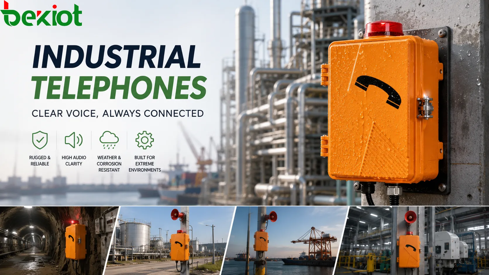 Hardware robusto de telefone industrial protegendo cabo do monofone, gabinete selado, terminais estáveis, alto-falante, receptor e instalação de parede para manter a clareza