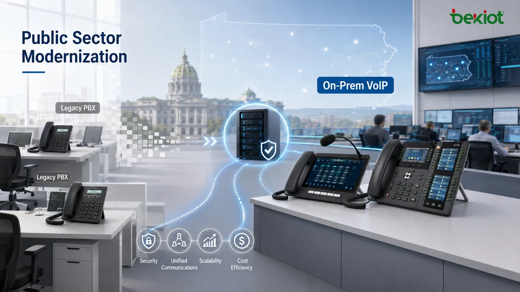 Planeamento, conceção, implementação, migração e suporte para projetos PBX e VoIP da Pensilvânia em Harrisburg, Filadélfia e Pittsburgh