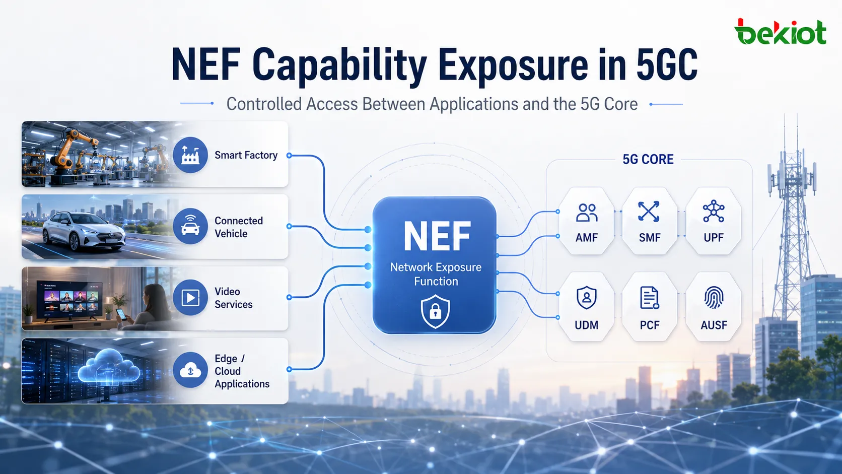 Como o NEF expõe capacidades de rede no 5GC