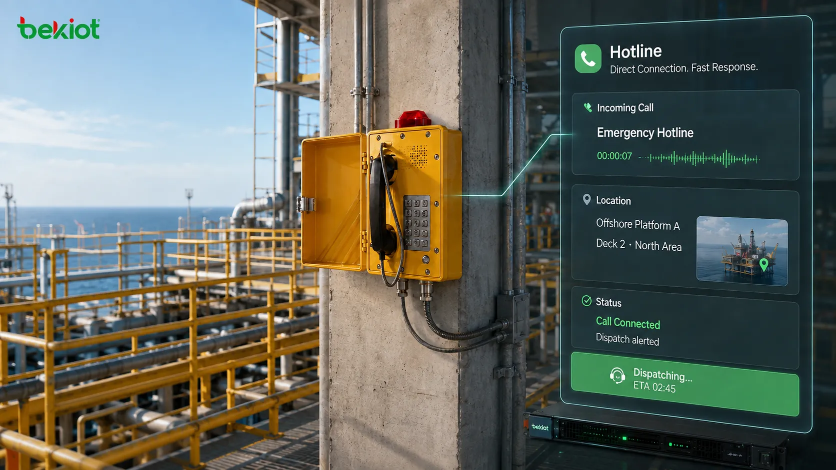 Telefone à prova de explosão EX-BH621 usado para chamada direta de emergência em áreas perigosas com pessoal de campo plataforma de despacho da sala de controle hotline exibição de localização e fluxo de resposta rápida