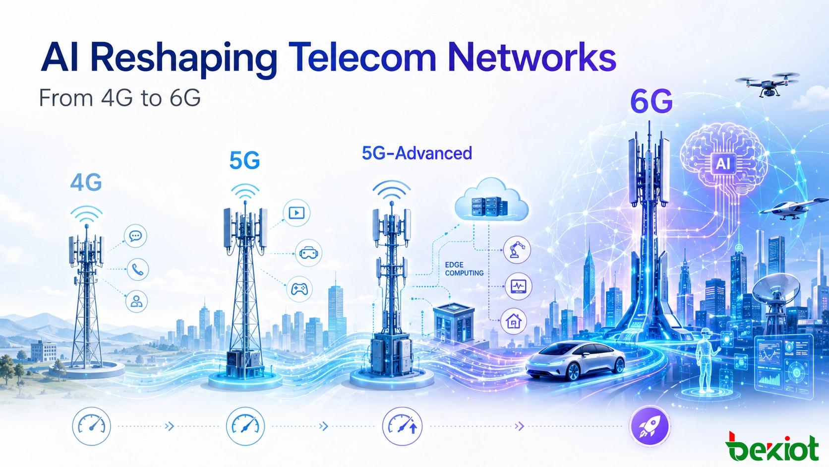 Evolução das Redes Móveis Impulsionada por IA do 4G ao 6G