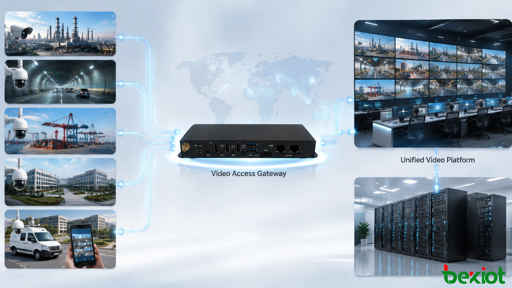Gateway de acesso a vídeo integrando múltiplas plataformas de vigilância e recursos de câmeras distribuídos