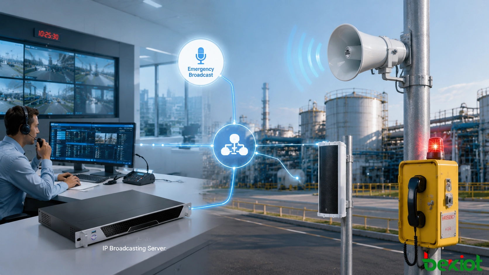 Plataforma de áudio em rede integrada a sistemas de comunicação de emergência e comando industrial